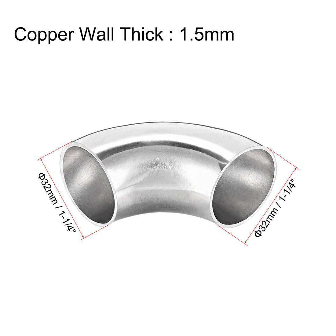 uxcell Uxcell Stainless Steel 304 Pipe Fitting Long Radius 90 Degree Elbow Butt-Weld 1-1/4-inch OD 1.5mm Thick Pipe Size 4pcs