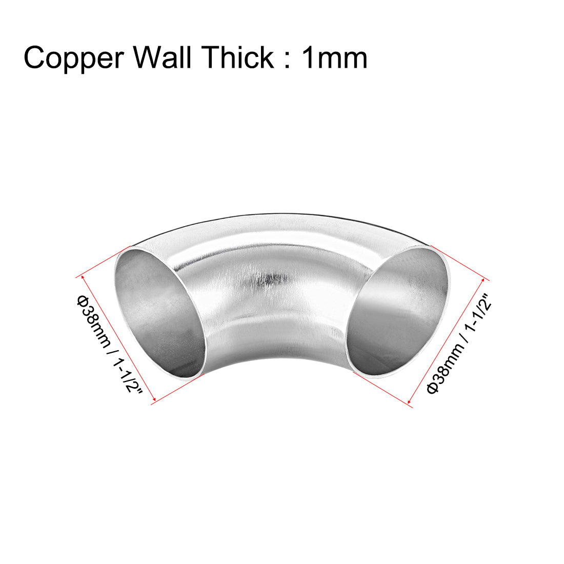 uxcell Uxcell Stainless Steel 304 Pipe Fitting Long Radius 90 Degree Elbow Butt-Weld 1-1/2-inch OD 1mm Thick Pipe Size 5pcs