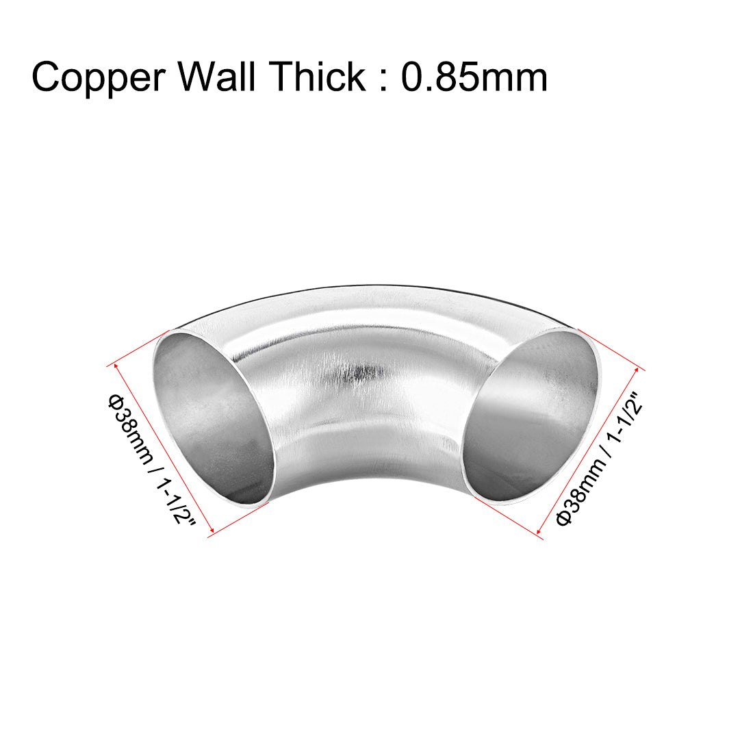 uxcell Uxcell Stainless Steel 304 Pipe Fitting Long Radius 90 Degree Elbow Butt-Weld 1-1/2-inch OD 0.85mm Thick Pipe Size