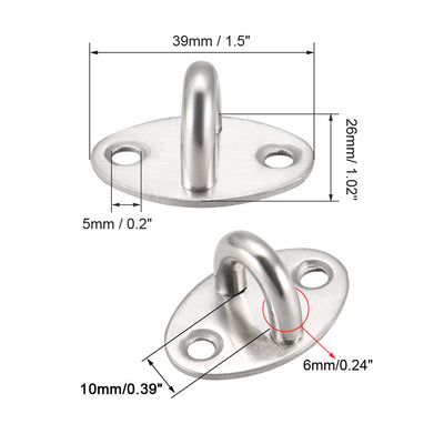 Harfington Uxcell Stainless Steel Ceiling Hook Pad Eye Plate Hardware 39mmX26mmX19mm Staple Hooks Loop Wall Mount 2Pcs