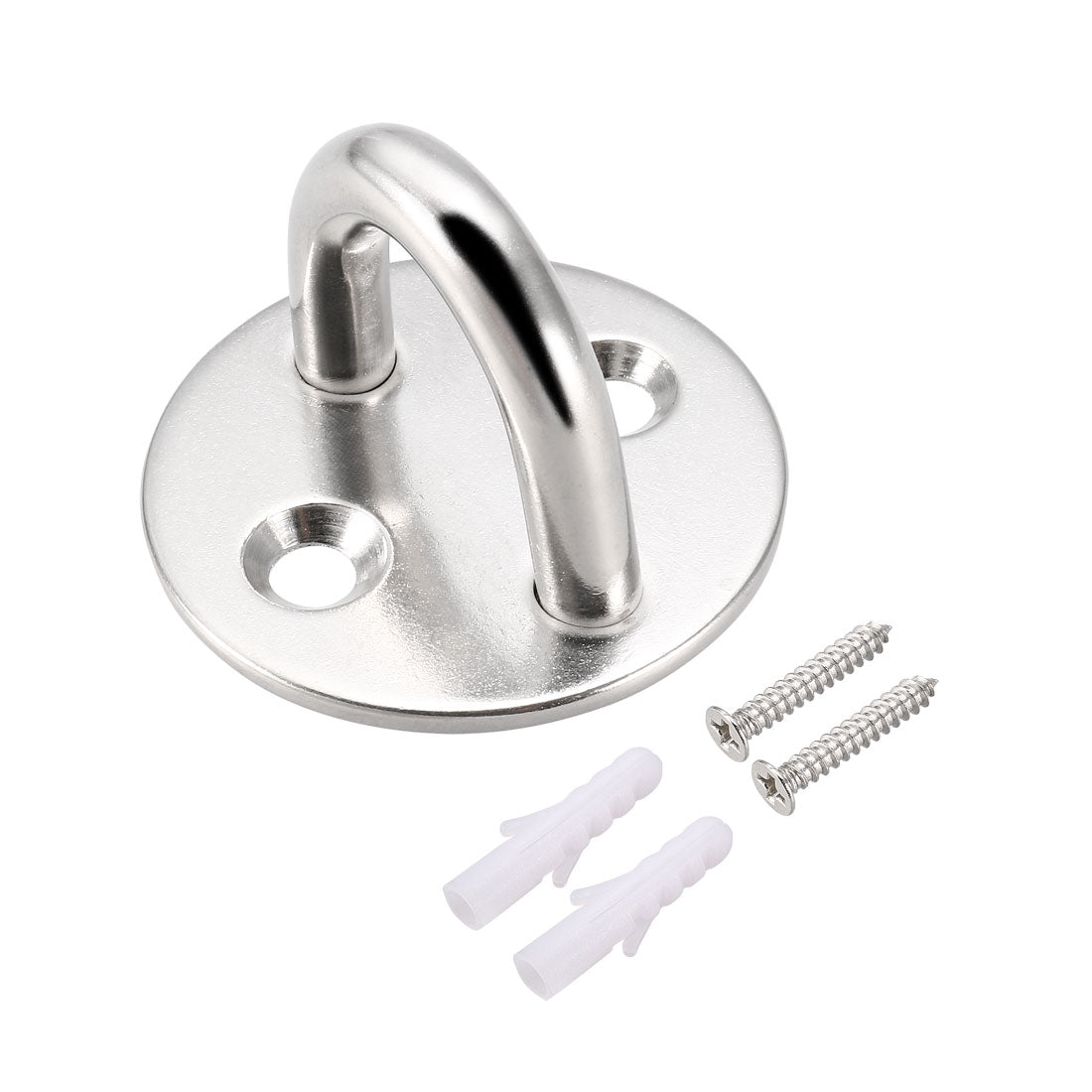 uxcell Uxcell Stainless Steel Ceiling Hook Pad Eye Plate Hardware 50mmX34mm Staple Hooks Loop Wall Mount