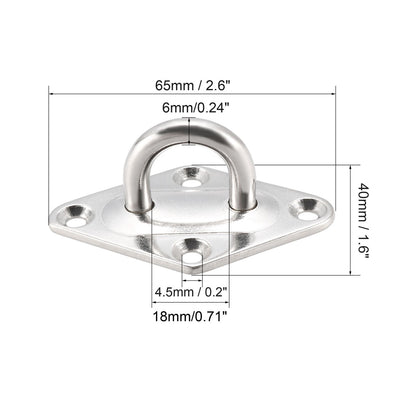 Harfington Uxcell Stainless Steel Ceiling Hook Pad Eye Plate Hardware 65mmX40mmX26mm Staple Hooks Loop Wall Mount