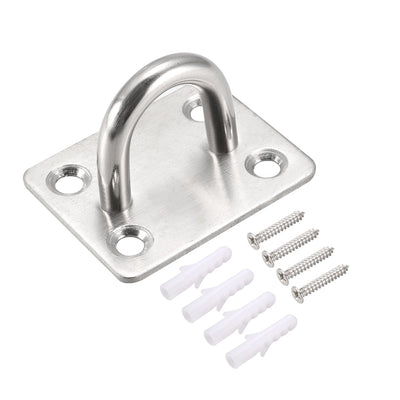 Harfington Uxcell Stainless Steel Ceiling Hook Pad Eye Plate Hardware 46mmX36mmX28mm Staple Hooks Loop Wall Mount