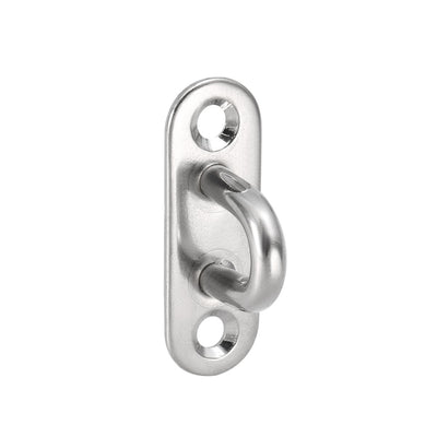 Harfington Uxcell Stainless Steel Ceiling Hook Pad Eye Plate Hardware 45mmX15mmX21mm Staple Hooks Loop Wall Mount 2Pcs