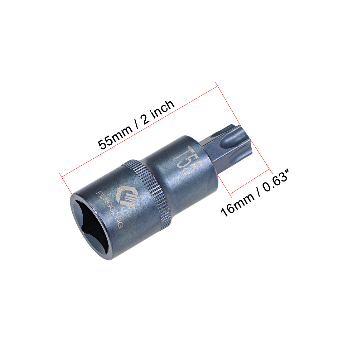 uxcell Uxcell Schraubendreher 1/2" Antrieb x T55 Torx Bit Einsatz, S2 Stahl Bits, CR-V Einsätze Metrisch 2" Länge (nur für Handgebrauch) Blau