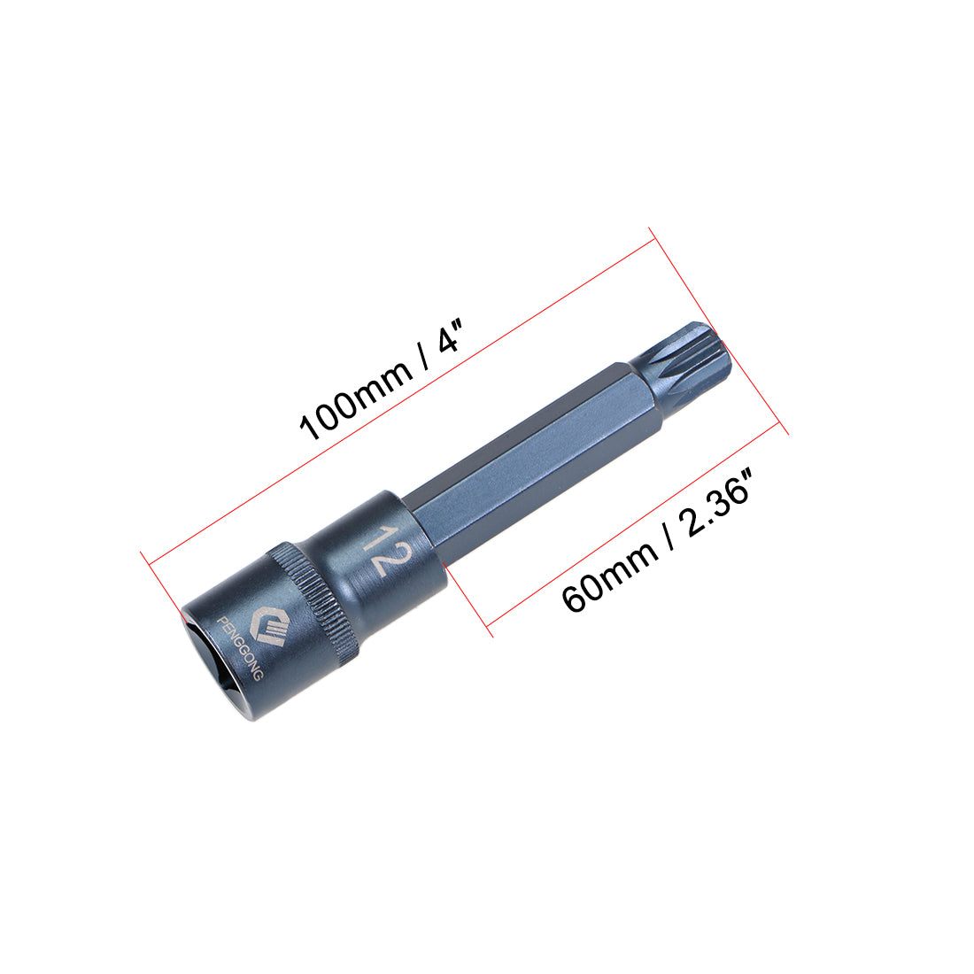 uxcell Uxcell Drive M Bit Sockel S2 Stahl 1/2 Inch 100mm Länge bläuen