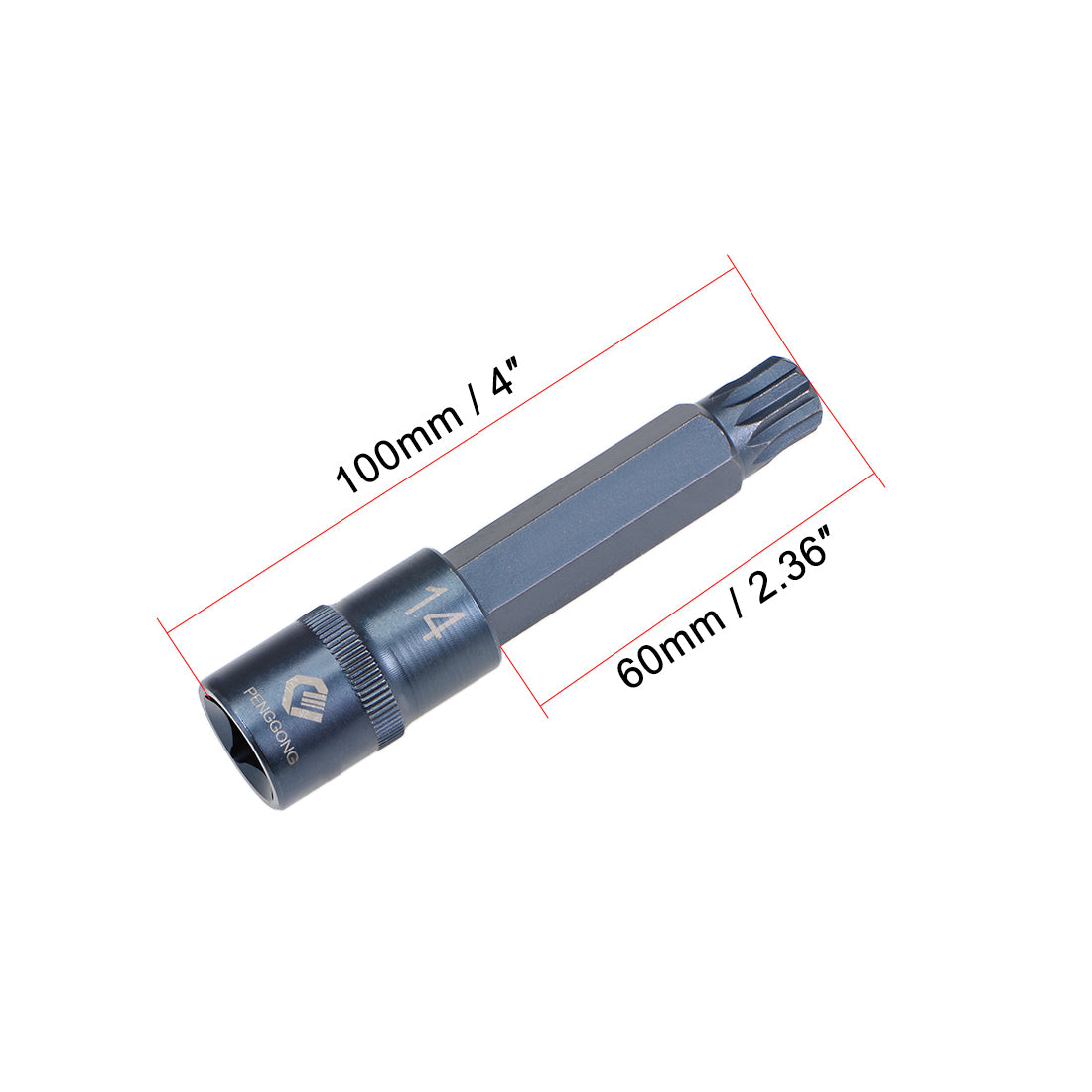 uxcell Uxcell Drive M Bit Sockel S2 Stahl 1/2 Inch 100mm Länge bläuen