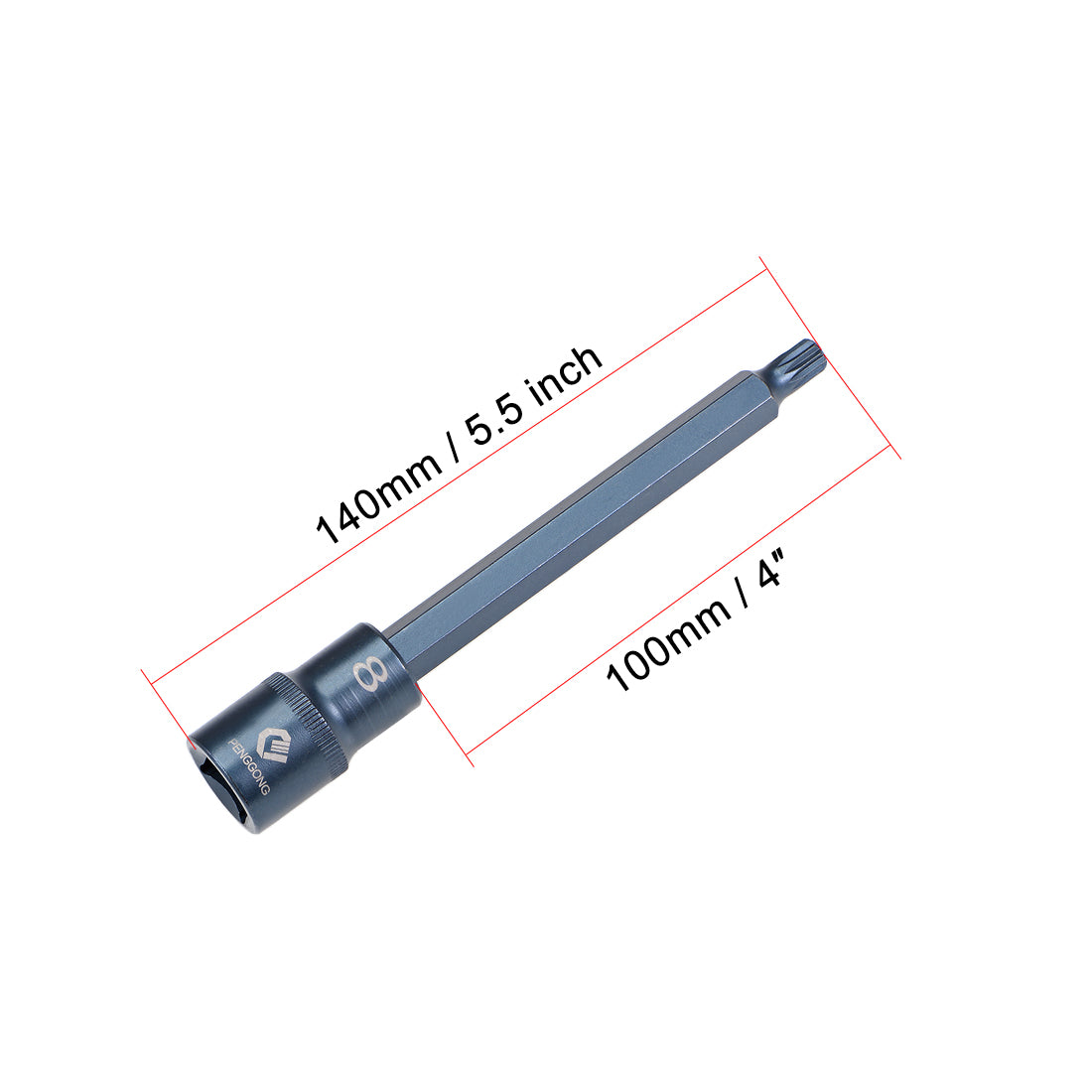 Uxcell Uxcell Drive M Bit Sockel S2 Stahl extra lang 1/2 Inch 140mm Länge bläuen