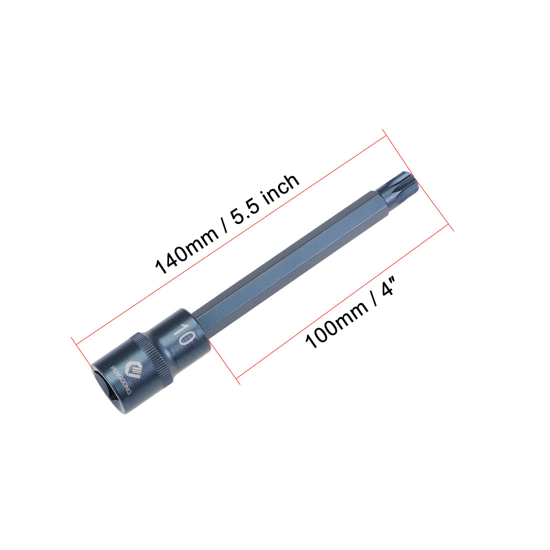 Uxcell Uxcell Drive M Bit Sockel S2 Stahl extra lang 1/2 Inch 140mm Länge bläuen