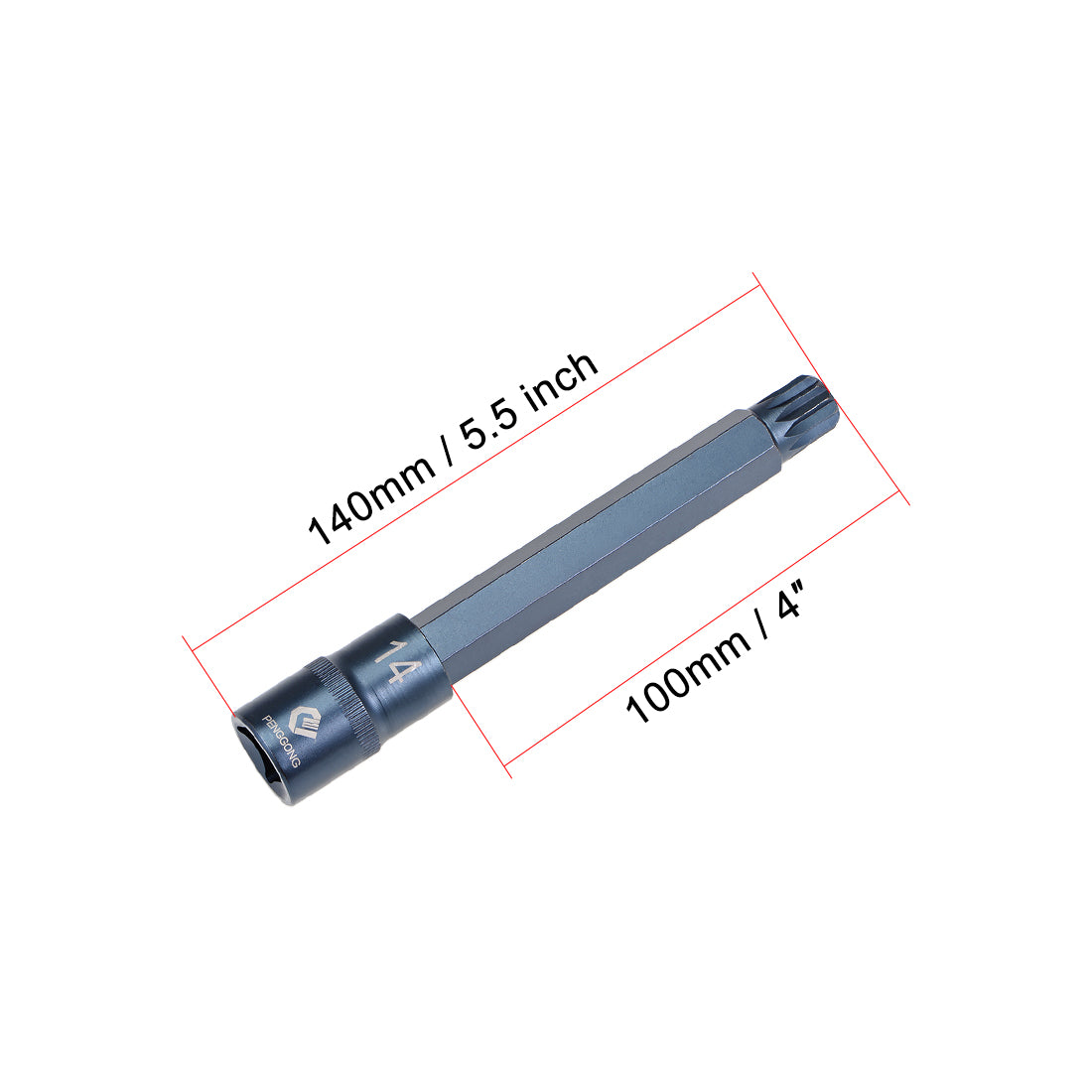 Uxcell Uxcell Drive M Bit Sockel S2 Stahl extra lang 1/2 Inch 140mm Länge bläuen