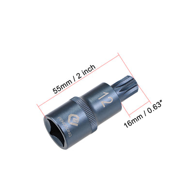 Harfington Uxcell 1/2-Inch Drive x M12 Triple Square Spline Bit Socket, Metric 2" Length