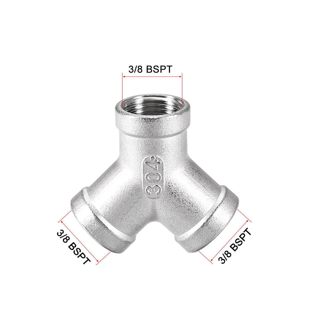 uxcell Uxcell Stainless Steel 304 Cast Pipe Fitting 3/8 BSPT Female Class 150 Y  Shaped Connector Coupler 2pcs