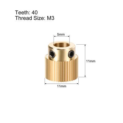 Harfington Uxcell Brass Drive Gear Extruder Wheel 40 Teeth 5mm Bore 2pcs