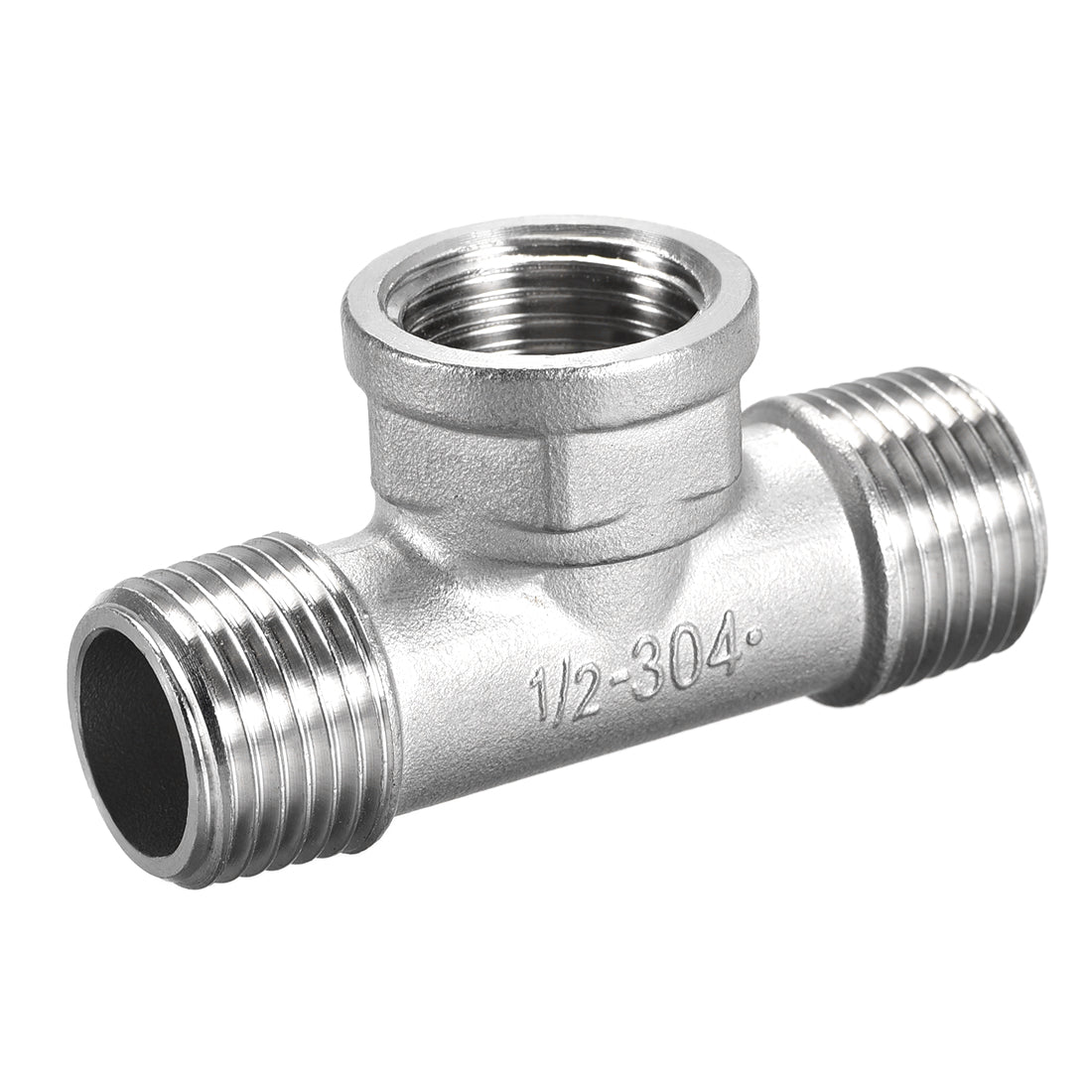 uxcell Uxcell Stainless Steel 304 Cast  Pipe Fitting 1/2 BSPT Male x 1/2 BSPT Femalex 1/2 BSPT Male Tee Shaped Connector Coupler