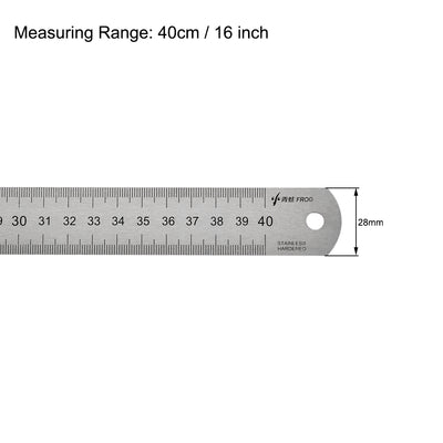 Harfington Uxcell Straight Ruler 40cm 16 Inch Metric Stainless Steel Measuring Tool with Hanging Hole