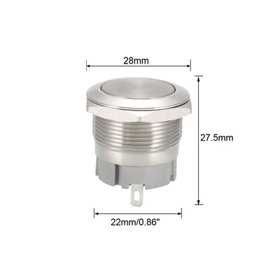 Harfington Uxcell Latching Metal Push Button Switch Flat Head 22mm Mounting Dia 1NO