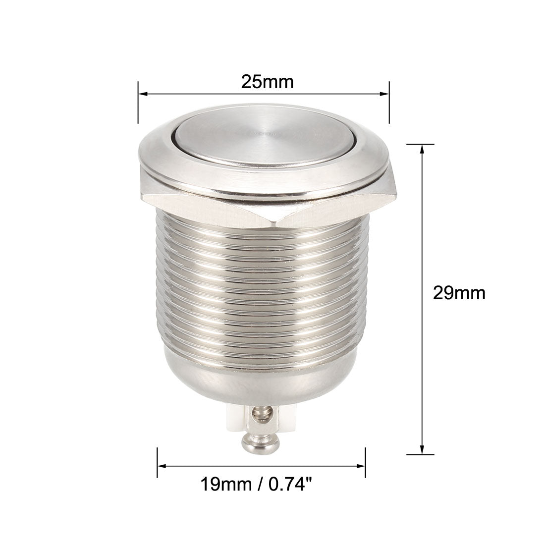 uxcell Uxcell Einrastender Metall Druck Schalter mit Flachem Kopf, 19 mm, 1NO