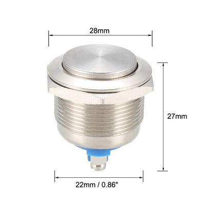 Harfington Uxcell 1 Stück Druckschalter, Hoher Kopf, 22 mm Durchm. 1NO, Momentary Metal