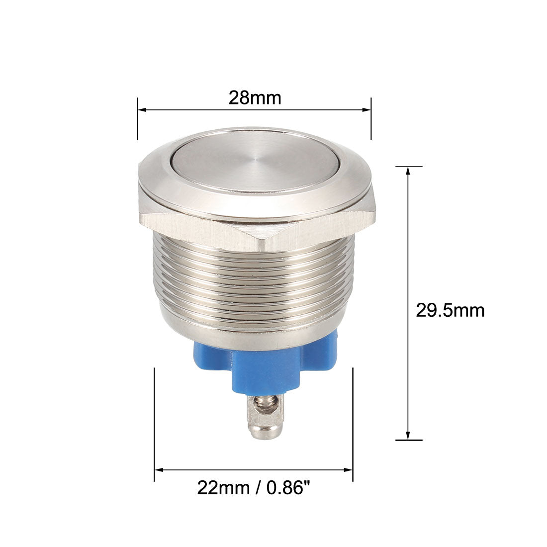 uxcell Uxcell Latching Metal Push Button Switch Flat Head 22mm Mounting Dia 1NO 1pcs