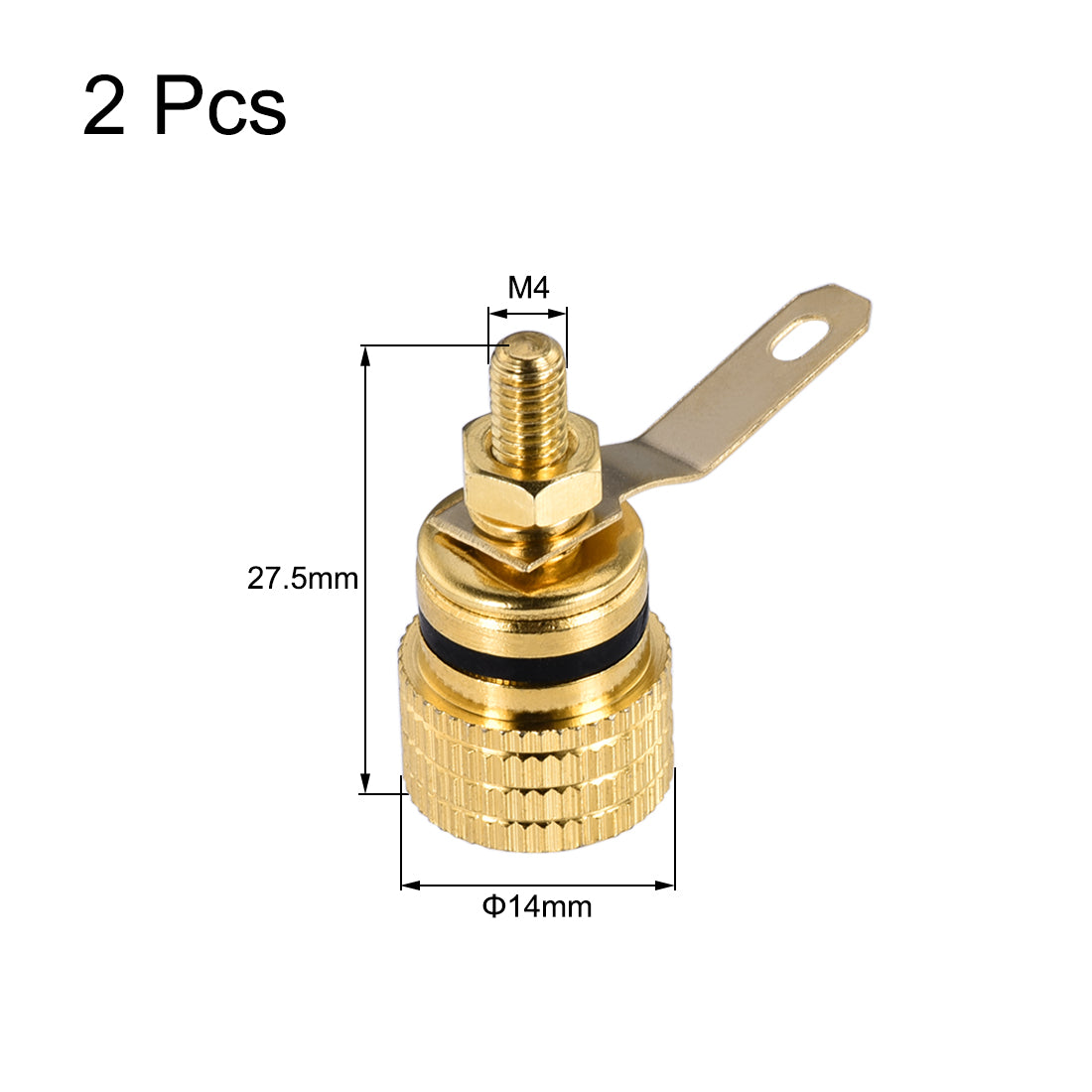 uxcell Uxcell 1Pair Gold Plated Speaker Terminal Binding Post 4mm Banana Plug Socket Connector (1Black+1Red)