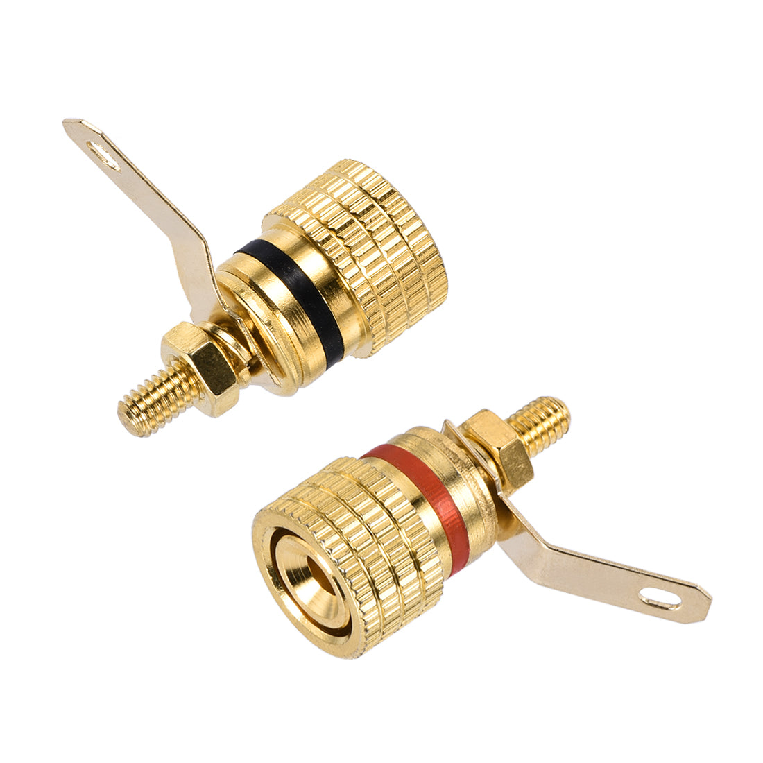 uxcell Uxcell 1Pair Gold Plated Speaker Terminal Binding Post 4mm Banana Plug Socket Connector (1Black+1Red)