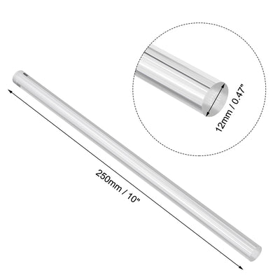 Harfington Uxcell Solid Acrylic Round Rod Straight Light White Line PMMA Bar 12mmx250mm 2Pcs