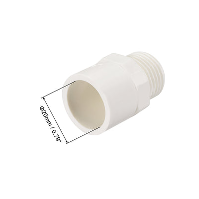 Harfington Uxcell 20mm Slip x G1/2 Male Thread PVC Pipe Fitting Adapter Connector 10Pcs