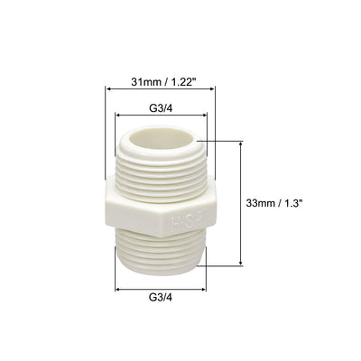 Harfington Uxcell PVC Pipe Fitting Hex G3/4 x G3/4 Male Thread Adapter Connector 20pcs