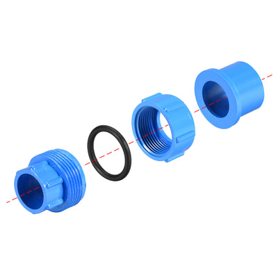 Harfington Uxcell 20mm x 20mm PVC Pipe Fitting Union Solvent Socket Quick Connector Blue 2pcs