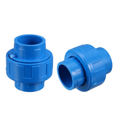 uxcell Uxcell 25mm x 25mm PVC Pipe Fitting Union Solvent Socket Quick Connector Blue 5pcs