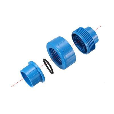 Harfington Uxcell 32mm x 32mm PVC Pipe Fitting Union Solvent Socket Quick Connector Blue 5pcs