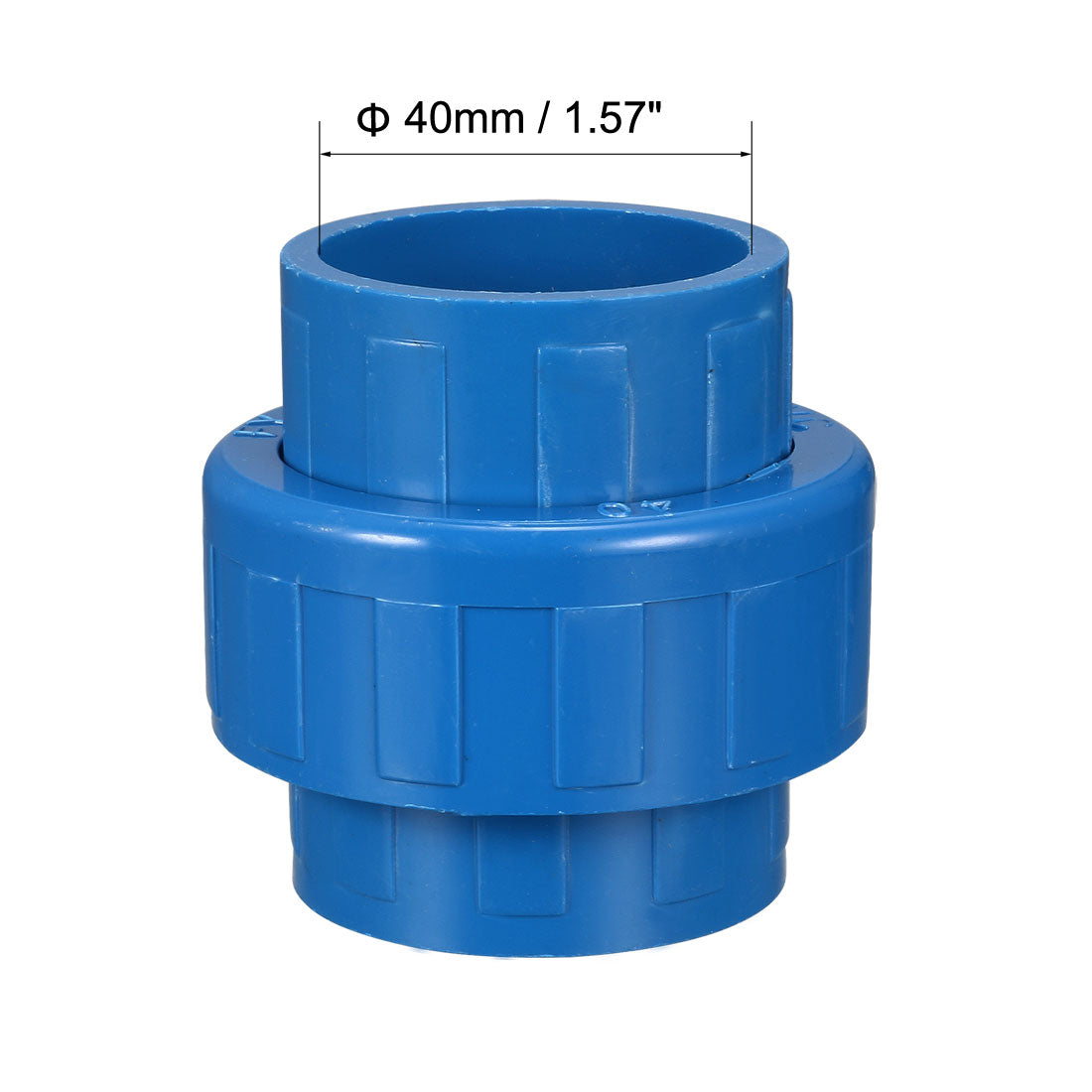 uxcell Uxcell 40mm x 40mm PVC Pipe Fitting Union Solvent Socket Quick Connector Blue 2pcs