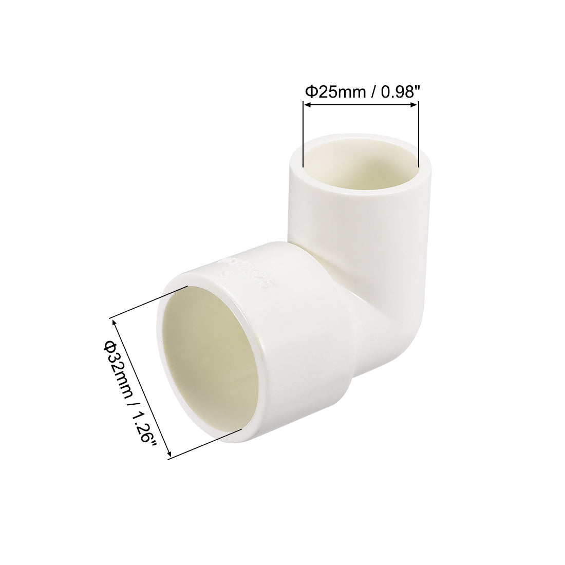 uxcell Uxcell PVC Pipe Fitting 90 Degree Elbow Schedule 40 White 25mm x 32mm Socket 2pcs