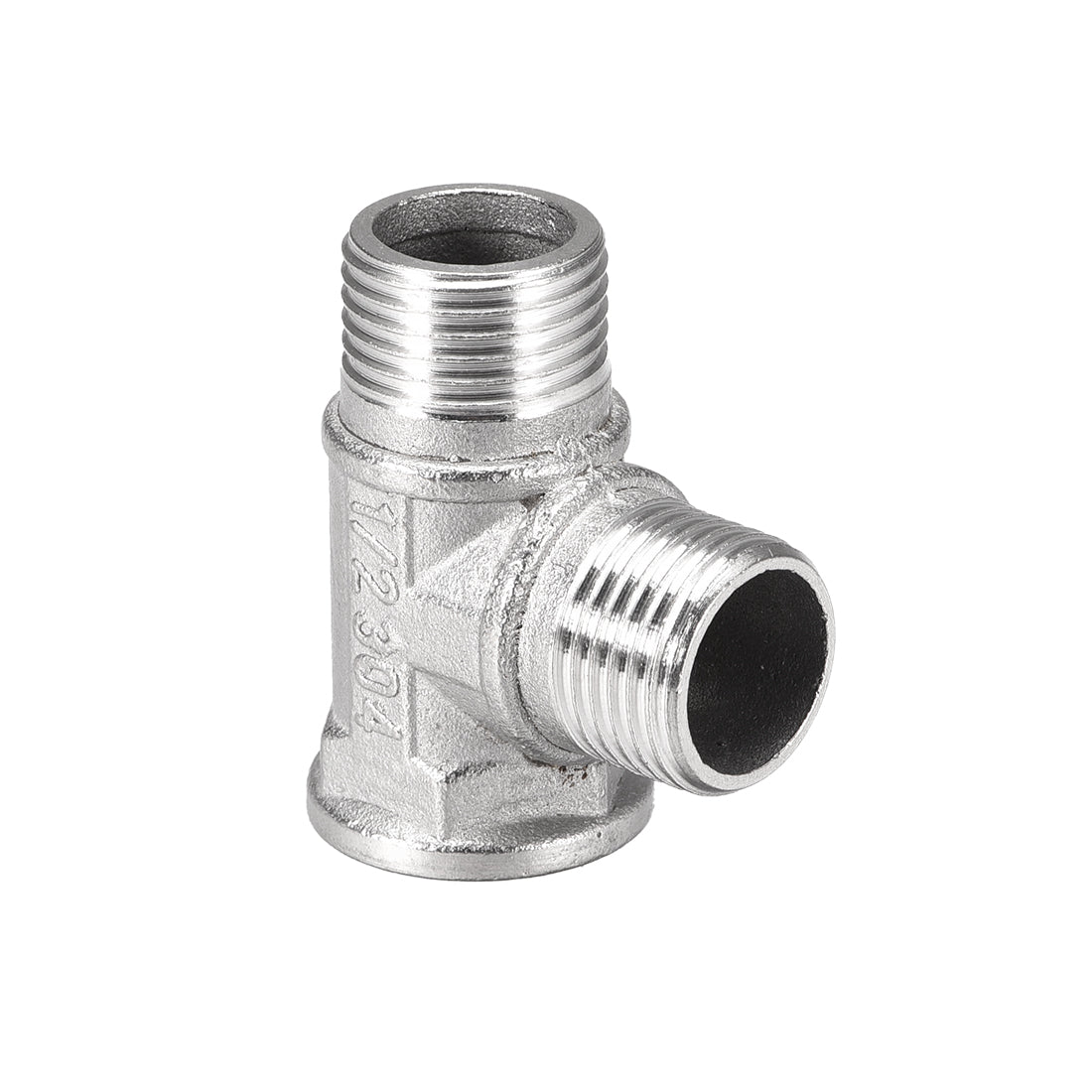 uxcell Uxcell Stainless Steel 304 Cast  Pipe Fitting G1/2 Male x G1/2 Male x G1/2 Female Tee Shaped Connector Coupler 3pcs