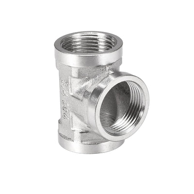 Harfington Uxcell Stainless Steel 304 Cast  Pipe Fitting G3/4 Female Thread Tee Shaped Connector Coupler 2pcs