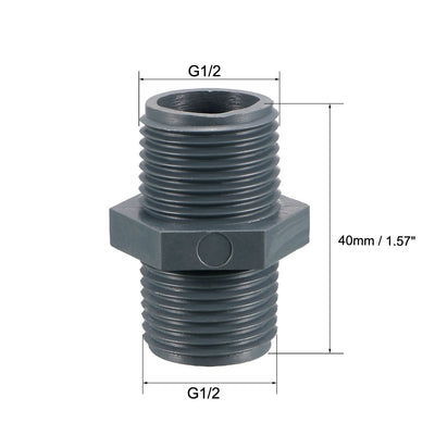 Harfington Uxcell 5 Stk. Rohrverbindungsstück G1/2XG1/2 Außengewindeadapter Kunststoff Sechskantnippel
