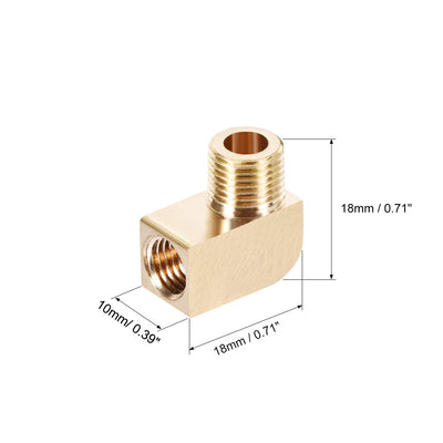 Harfington Uxcell Brass Pipe Fitting 90 Degree Barstock Street Elbow G1/8 MalexM8 Female Pipe 2pcs