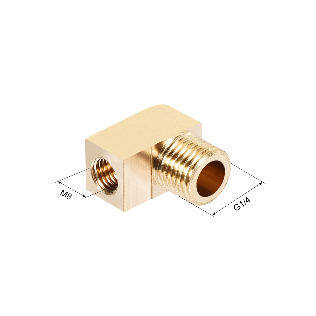 uxcell Uxcell Brass Pipe Fitting 90 Degree Barstock Street Elbow  G1/4 Male x M8 Female 2pcs