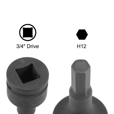 Harfington Uxcell Drive x Impact Hex Bit Socket, Metric , Cr-Mo Steel