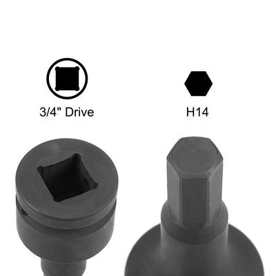 Harfington Uxcell Drive x Impact Hex Bit Socket, Metric , Cr-Mo Steel