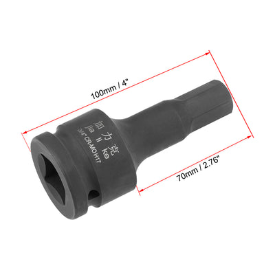 Harfington Uxcell Drive x Impact Hex Bit Socket, Metric , Cr-Mo Steel