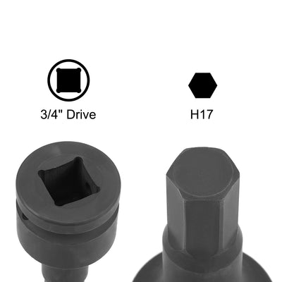 Harfington Uxcell Drive x Impact Hex Bit Socket, Metric , Cr-Mo Steel