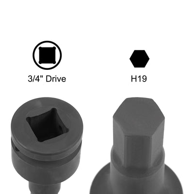 Harfington Uxcell Drive x Impact Hex Bit Socket, Metric , Cr-Mo Steel