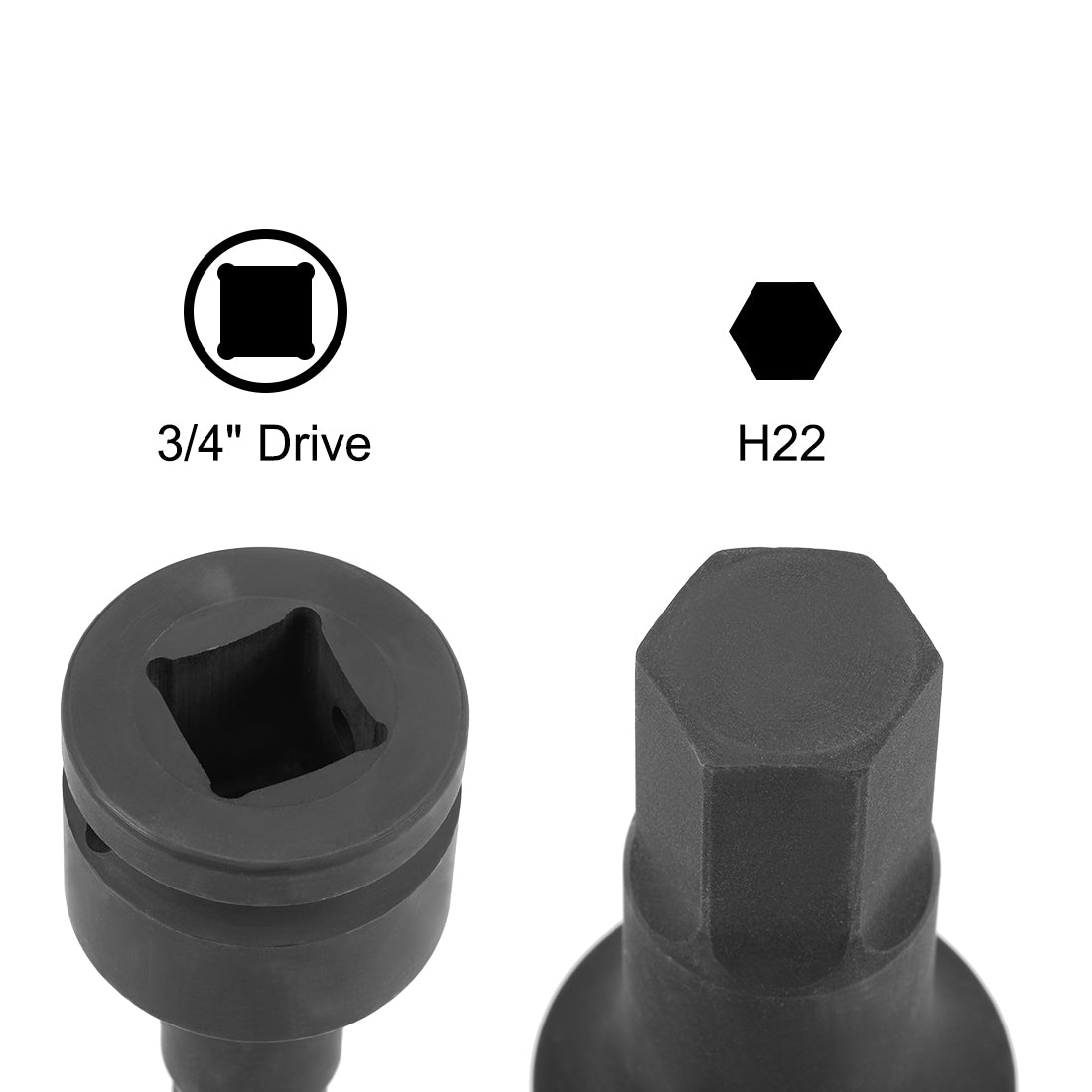 uxcell Uxcell Drive x Impact Hex Bit Socket, Metric , Cr-Mo Steel