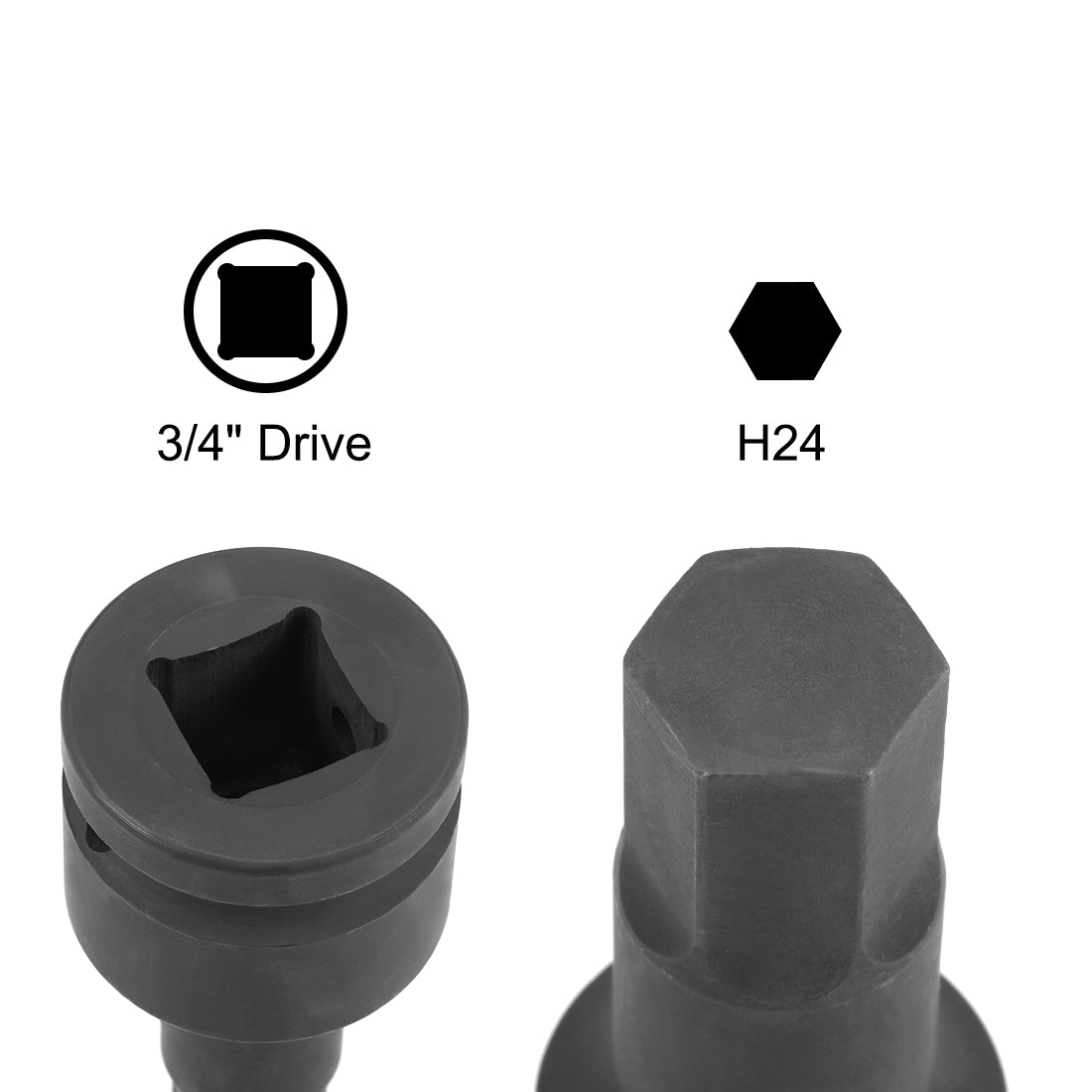 uxcell Uxcell Drive x Impact Hex Bit Socket, Metric , Cr-Mo Steel