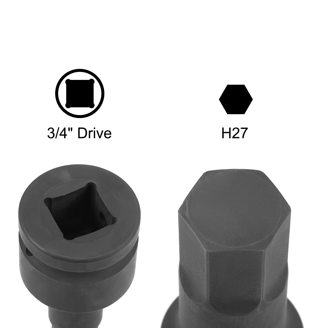 uxcell Uxcell Drive x Impact Hex Bit Socket, Metric , Cr-Mo Steel