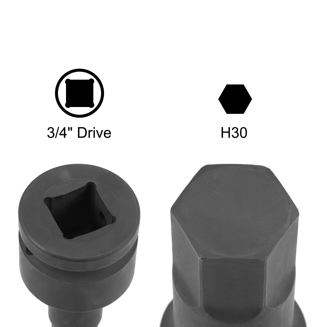 uxcell Uxcell Drive x Impact Hex Bit Socket, Metric , Cr-Mo Steel