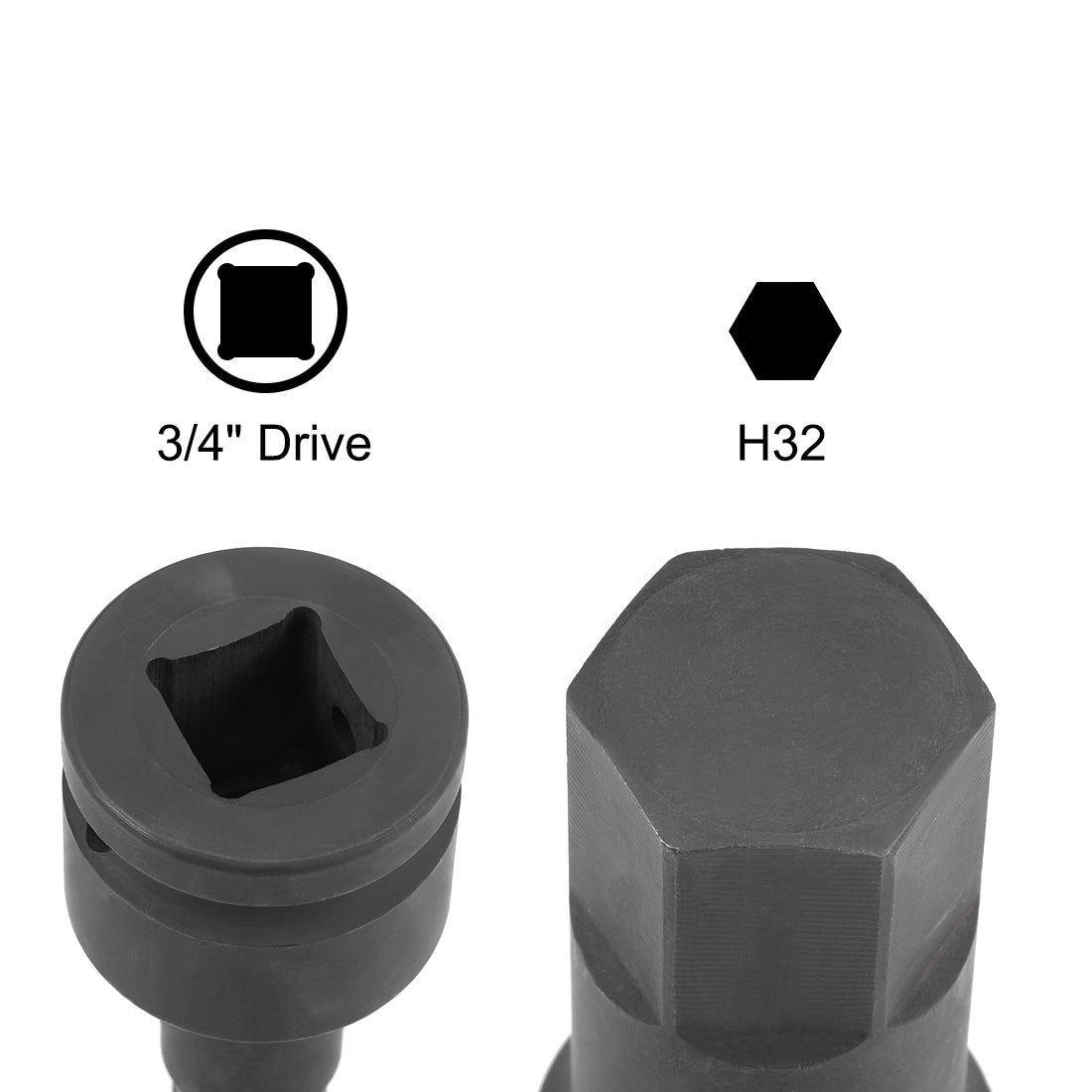 uxcell Uxcell Drive x Impact Hex Bit Socket, Metric , Cr-Mo Steel