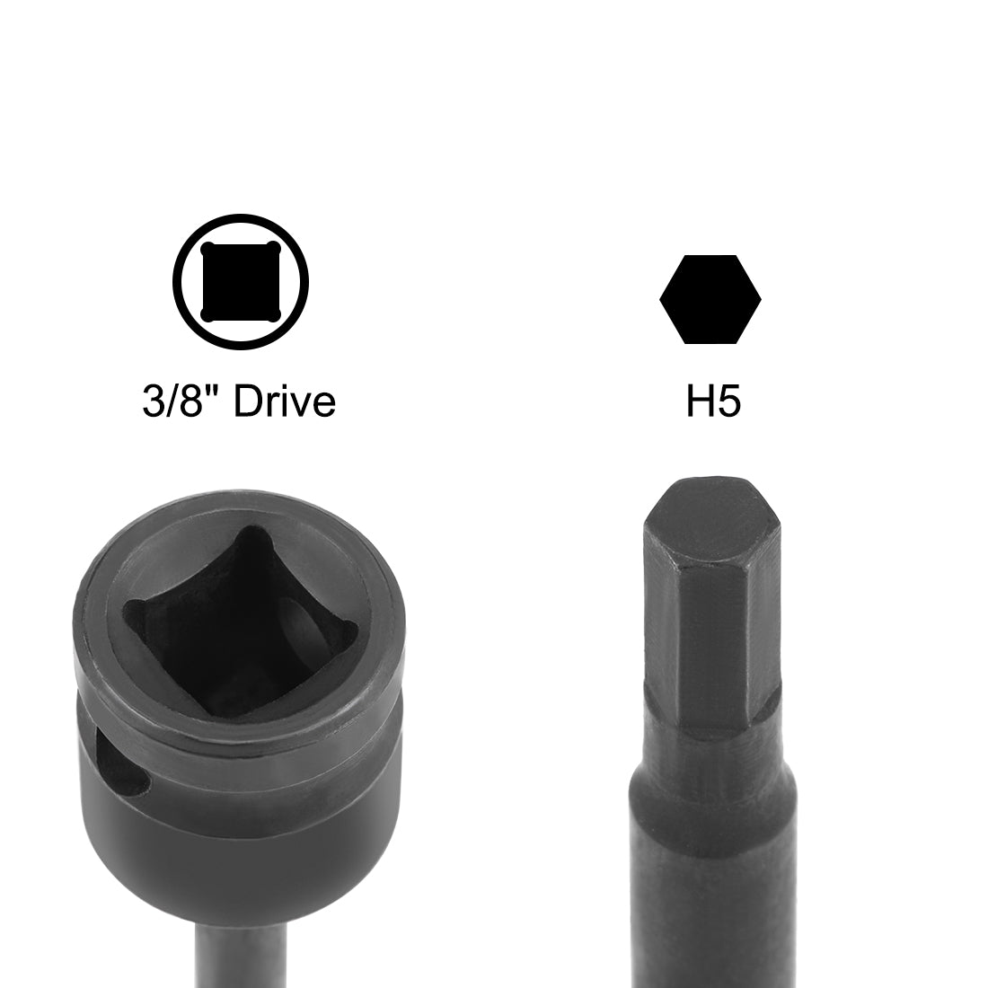 uxcell Uxcell Impact Hex Bit Socket, Metric, Cr-Mo Steel