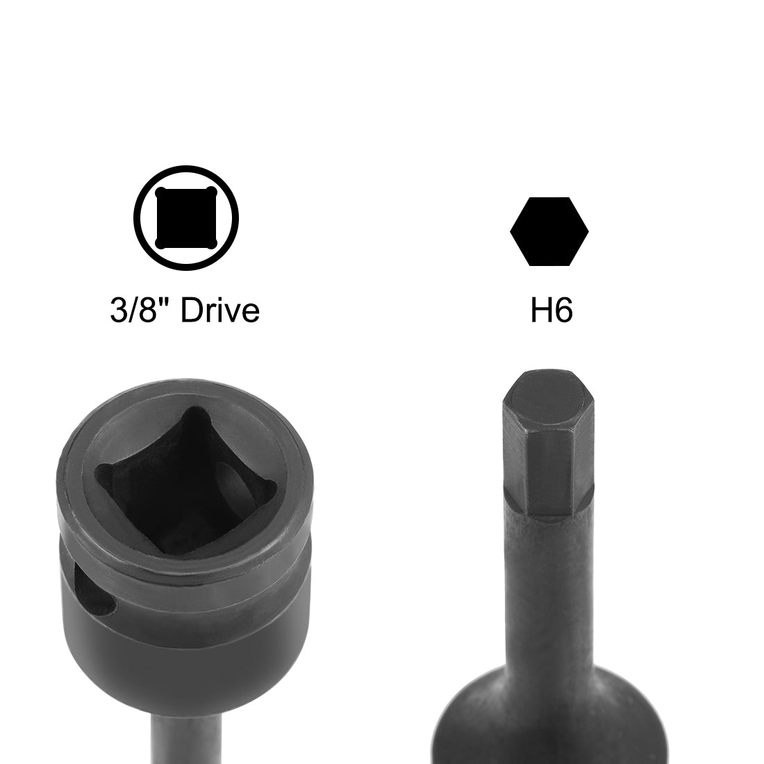 uxcell Uxcell Impact Hex Bit Socket, Metric, Cr-Mo Steel